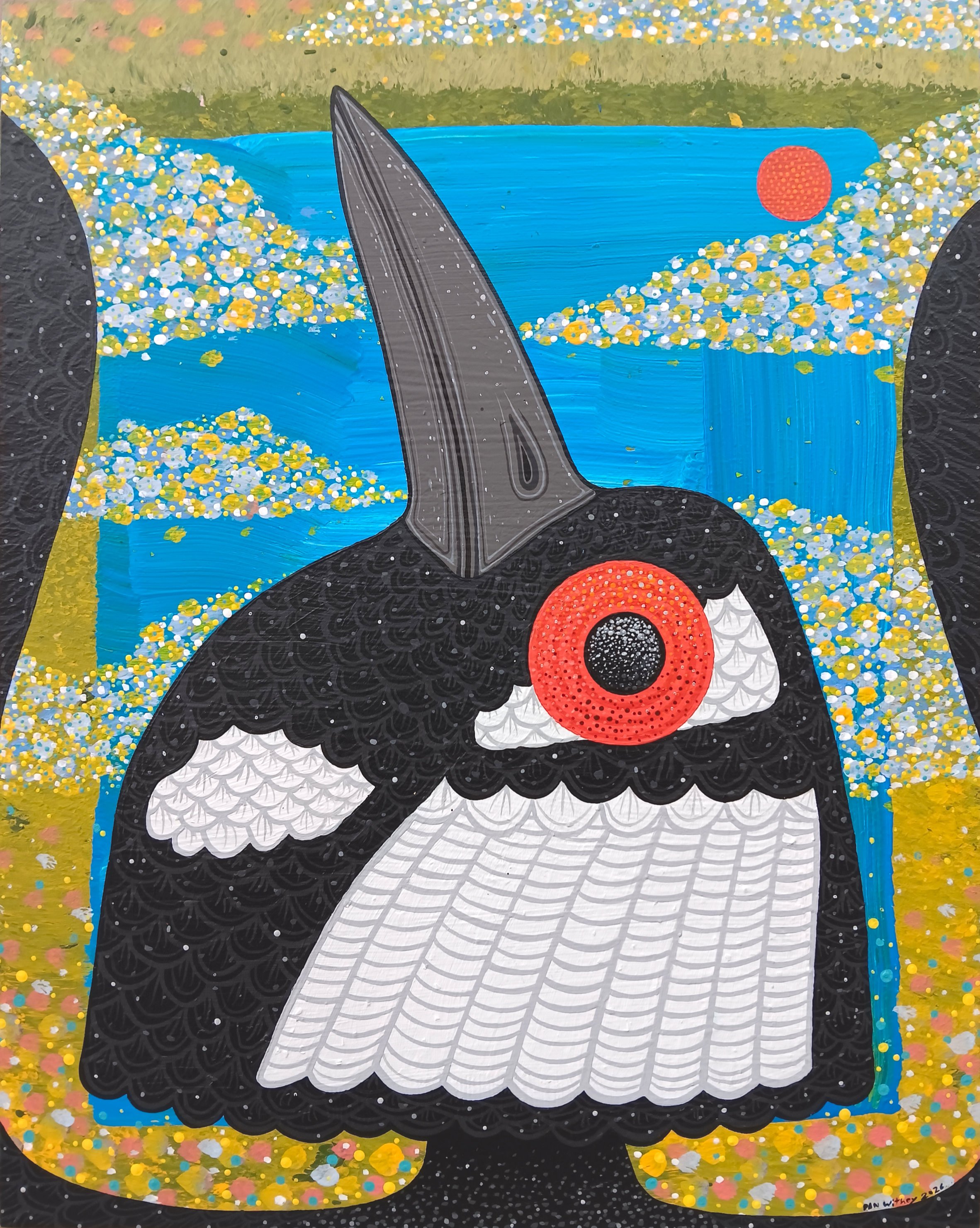 Black bird,  Acrylic on board, 51cm x 40.5cm,
