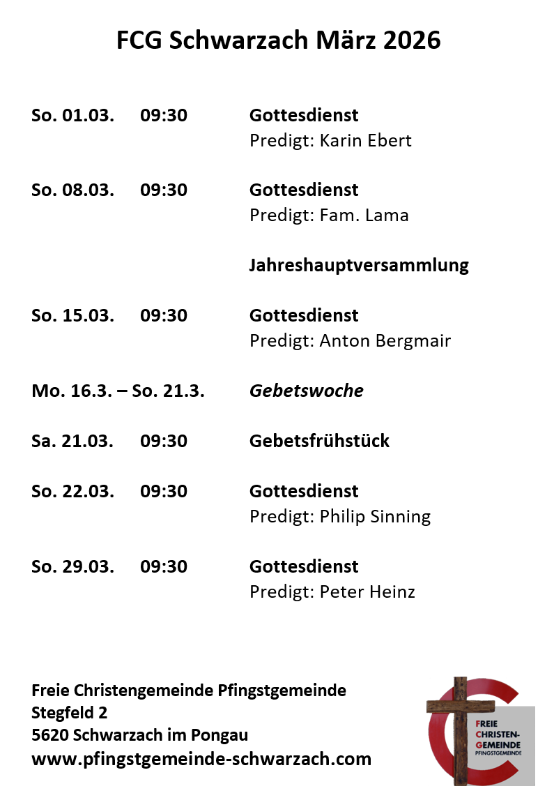 März Programm Gottesdienst Veranstaltung
