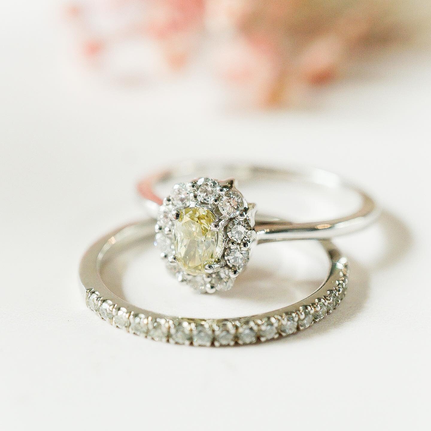 Our versatile Eternity Ring and our Oval Yellow Diamond in Halo Setting Ring - a matchless pair reserved as a timeless treasure to own..