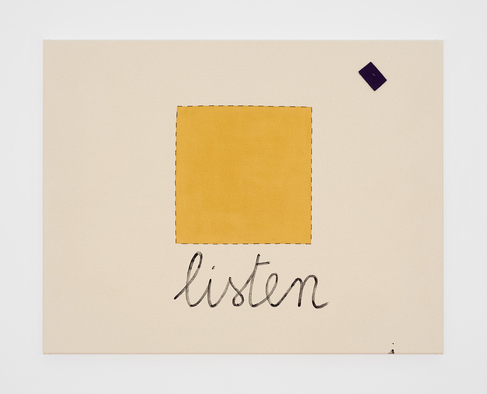Untitled (listen), 2019
Acrylic, new wool & cotton thread on canvas
90 x 115 cm