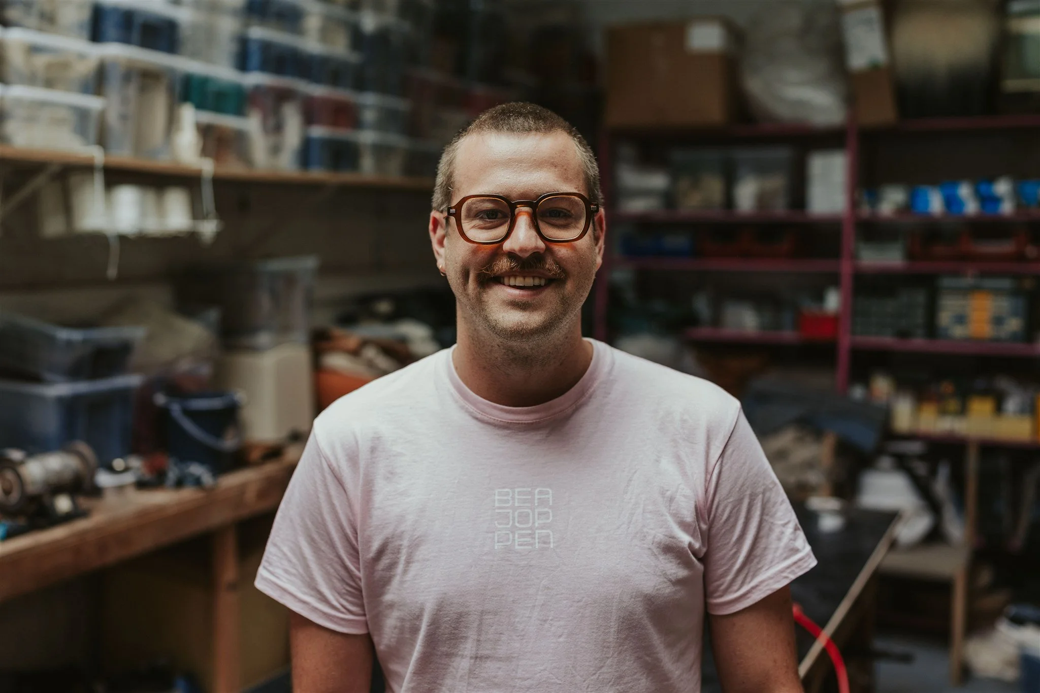 Bram Verheyen in the Bea Joppen upholstery workshop in Antwerp.