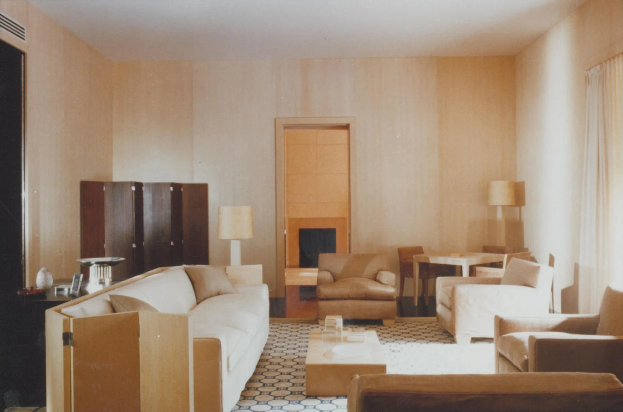 Pair of Club Armchairs after Jean-Michel Frank and Adolphe Chanaux, Butter Yellow Belgian Linen Giorgio Armani Peter Marino