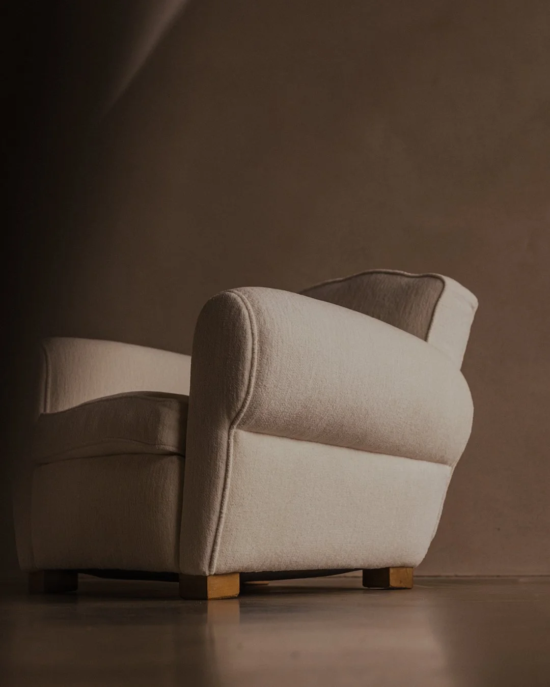 French Art Deco chairs in chenille, echoing Frances Elkins and Jean-Michel Frank