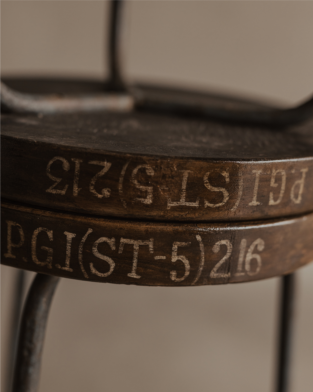 Close-up of original P.G.I (ST-5) marking indicating Chandigarh Post Graduate Institute provenance.