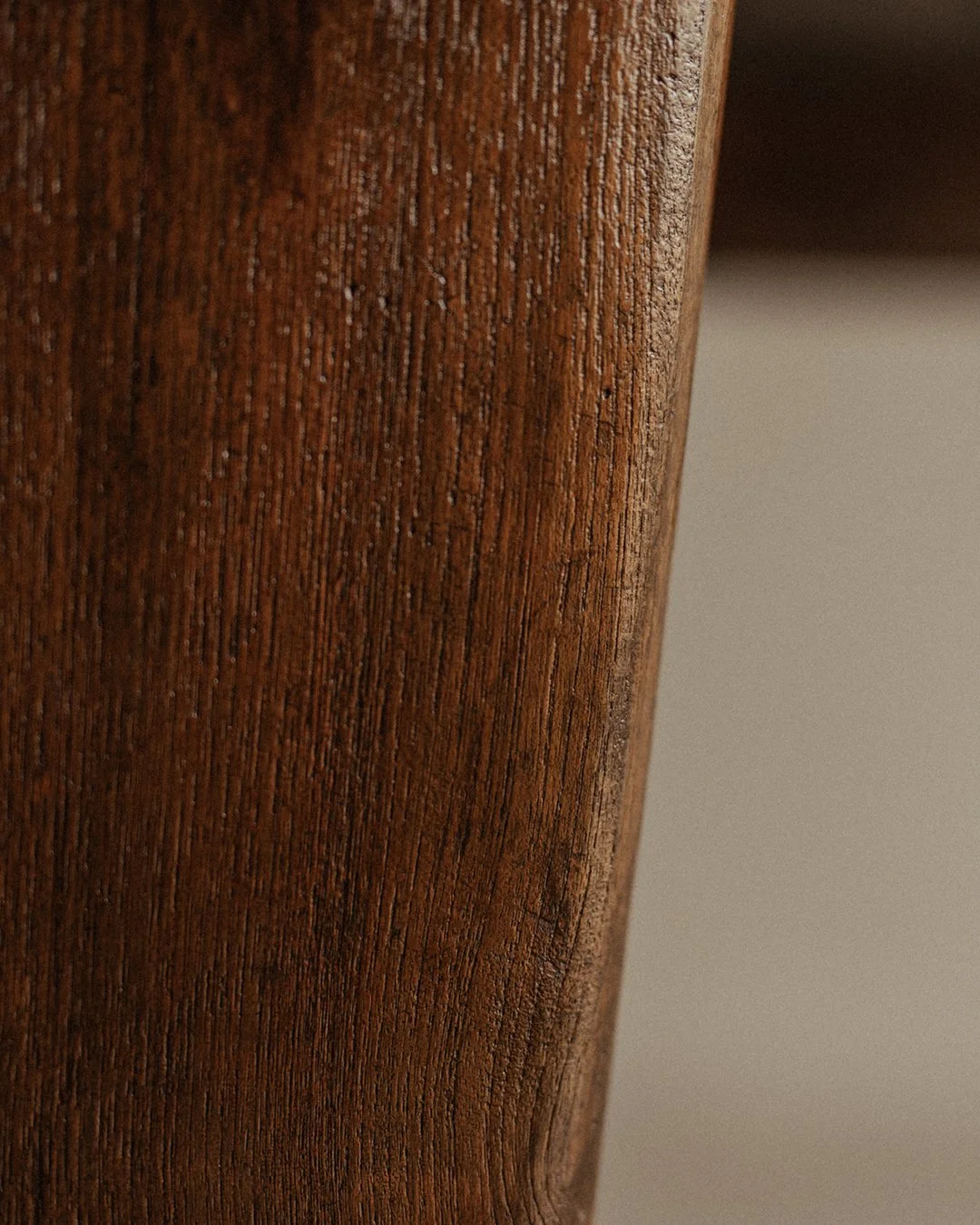 Pierre Jeanneret PJ‑TA‑04‑A square cafeteria/dining table, solid teak with brown lacquered veneer, thick square top, tapered vertical legs, mid-century Chandigarh design, circa 1955, restored