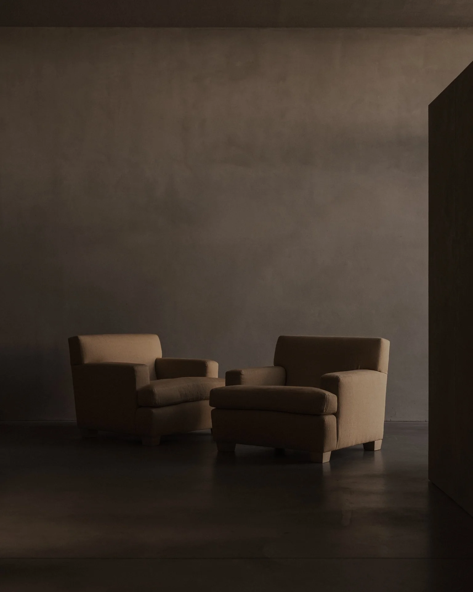 Pair of Club Armchairs after Jean-Michel Frank and Adolphe Chanaux, Butter Yellow Belgian Linen Giorgio Armani Peter Marino