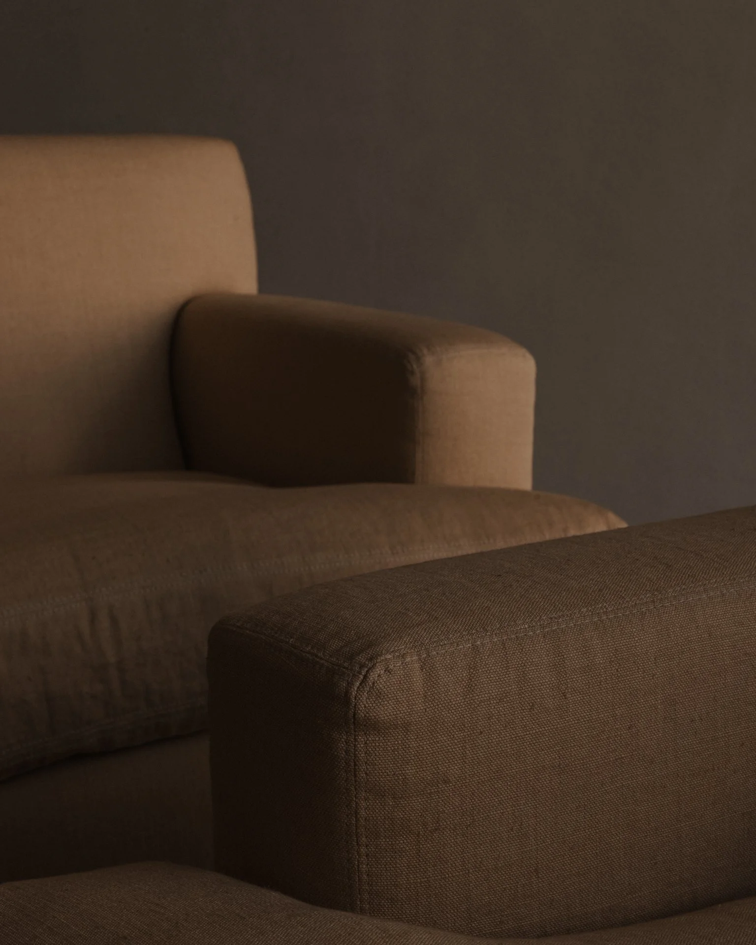 Pair of Club Armchairs after Jean-Michel Frank and Adolphe Chanaux, Butter Yellow Belgian Linen Giorgio Armani Peter Marino