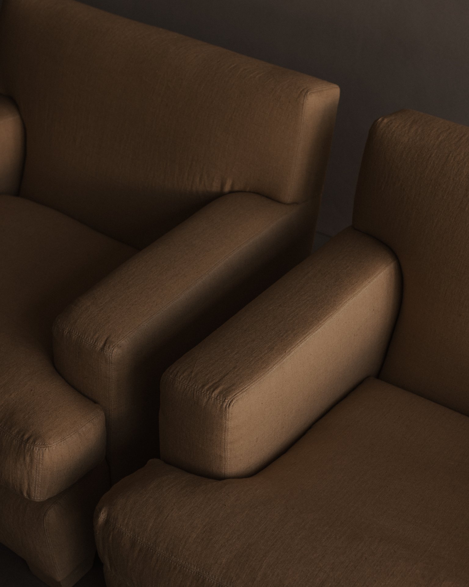 Pair of Club Armchairs after Jean-Michel Frank and Adolphe Chanaux, Butter Yellow Belgian Linen Giorgio Armani Peter Marino