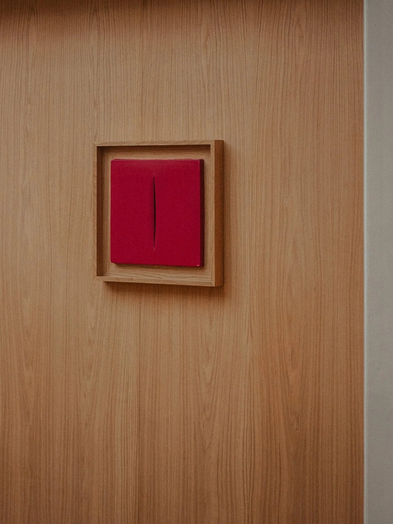 Lucio Fontana, Concetto Spaziale, 1968, 3D vacuum-formed plastic multiple with original book and cardboard packaging, framed in oak
