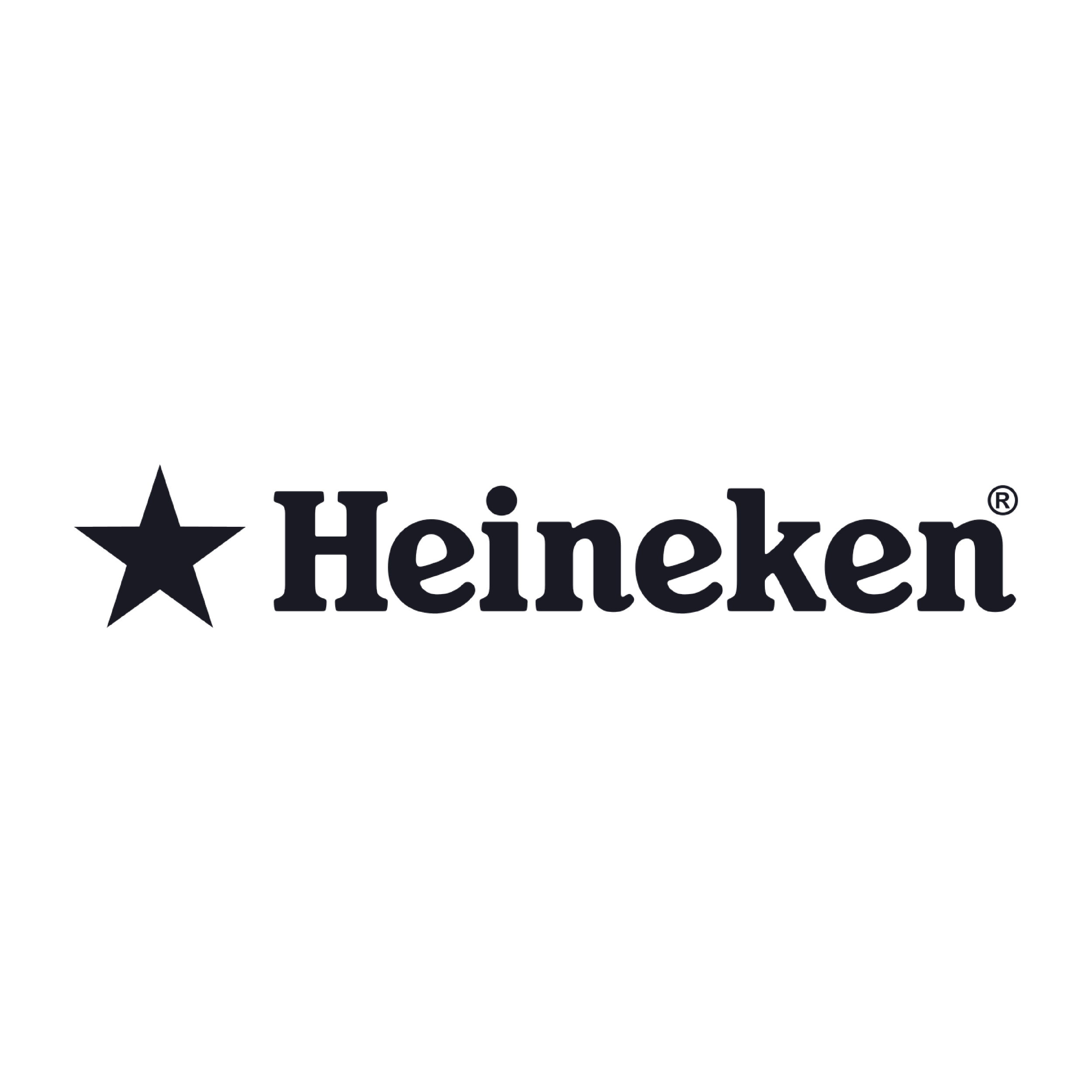Heineken logo with black star and company name in black text