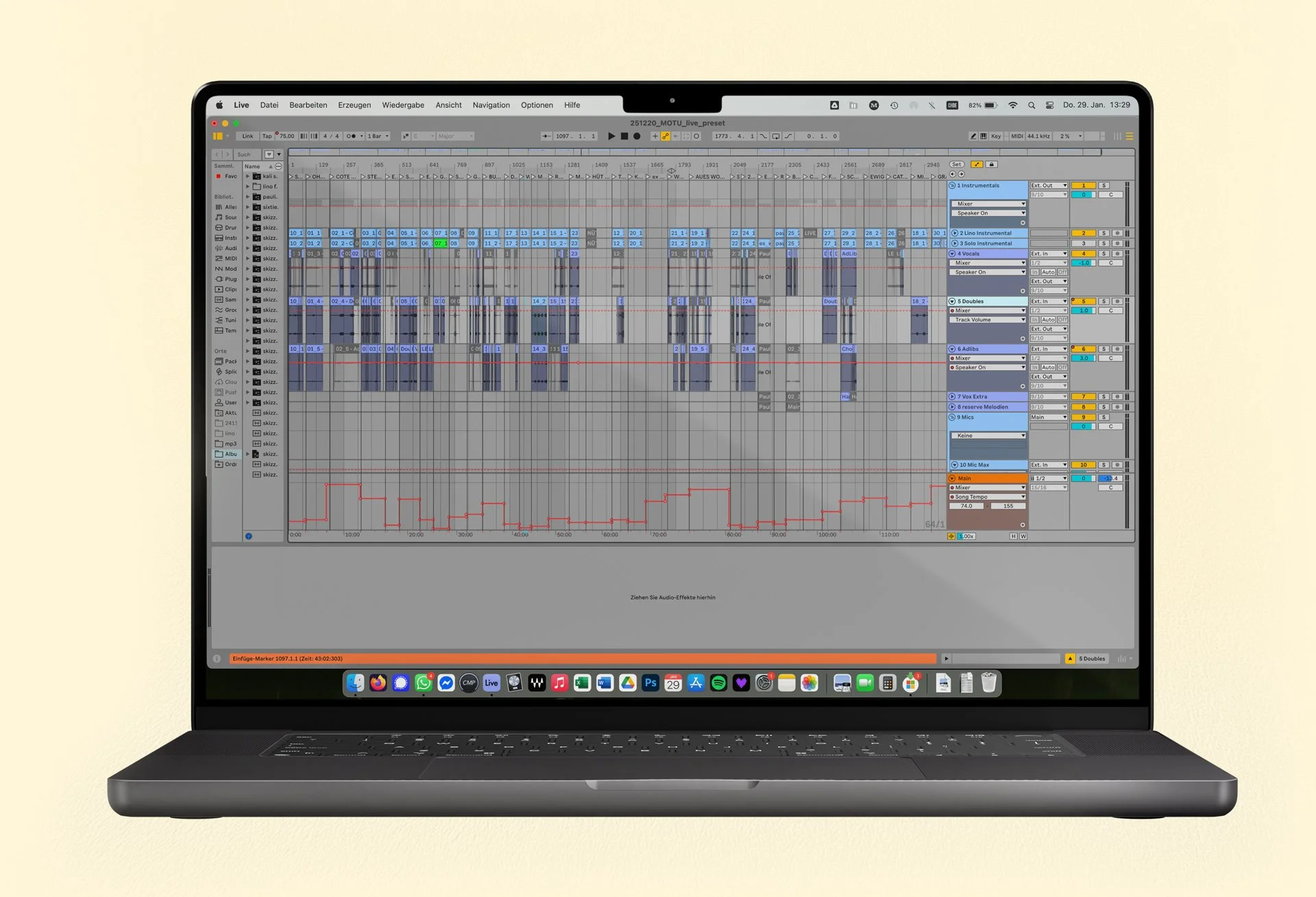 Mockup des Livesets von Berner Künstler Pauli in Ableton Live
