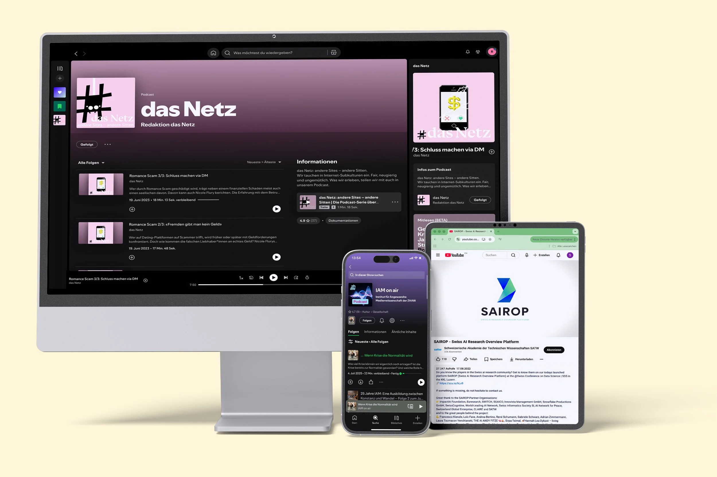 Mockup der Corporate Audio Aufträge, die snflwr durchgeführt hat