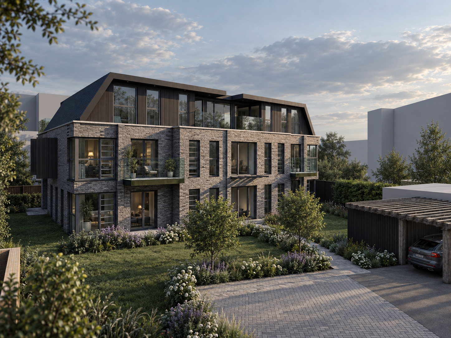 CGI of the Ryecroft Gardens apartment scheme on a former garage site