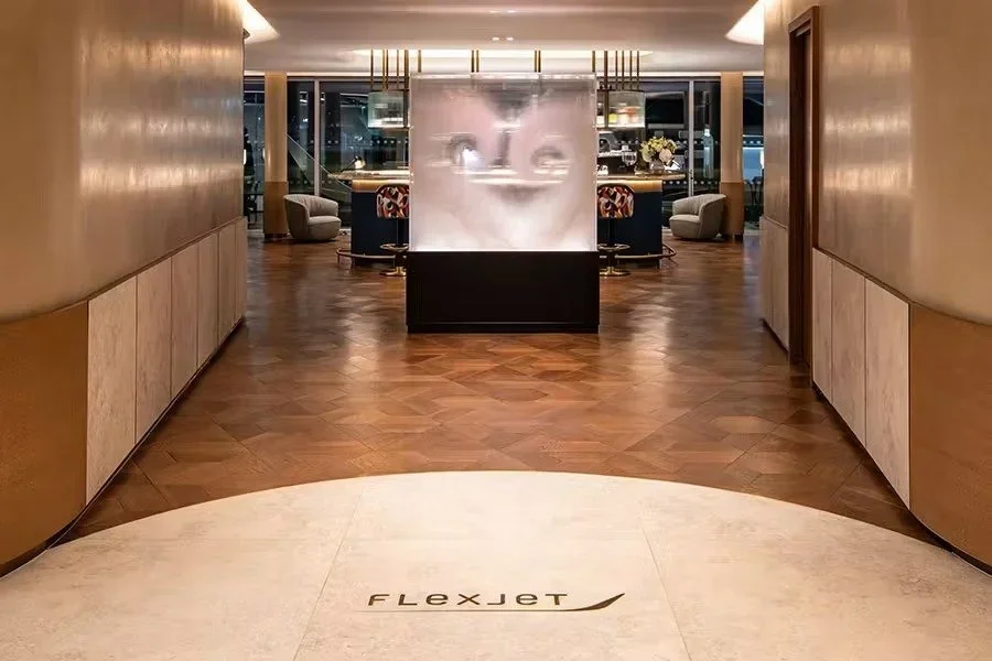 Entrance to the Flexjet passenger lounge at Farnborough Airport