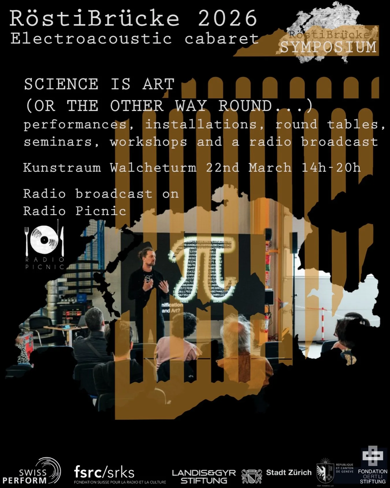 🔬✨ The weekend continues &mdash; and so does the conversation. 

Sunday March 22nd &middot; 2pm&ndash;8pm &middot; Kunstraum Walcheturm, Z&uuml;rich 

The day after the concert, we dive into ideas. The R&ouml;stiBr&uuml;cke Symposium 2026 explores t