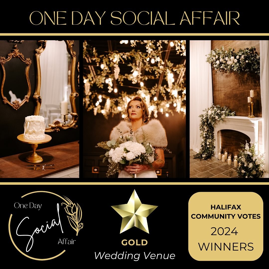 ✨We can&rsquo;t thank our community enough to be recognized with GOLD in Wedding Venue for Halifax Community Votes 2024. Our One Day Affair team poured their heart and soul into designing a romantic &amp; intimate wedding space where memories could b