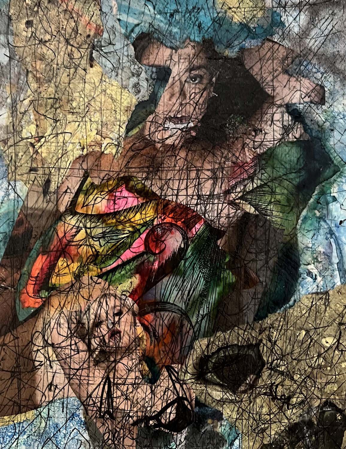 Depth of Attraction Painted paper collage 9x12