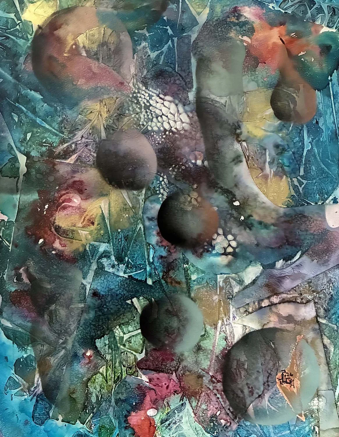  Festivity  Acrylic enamel & ink on paper 18x21