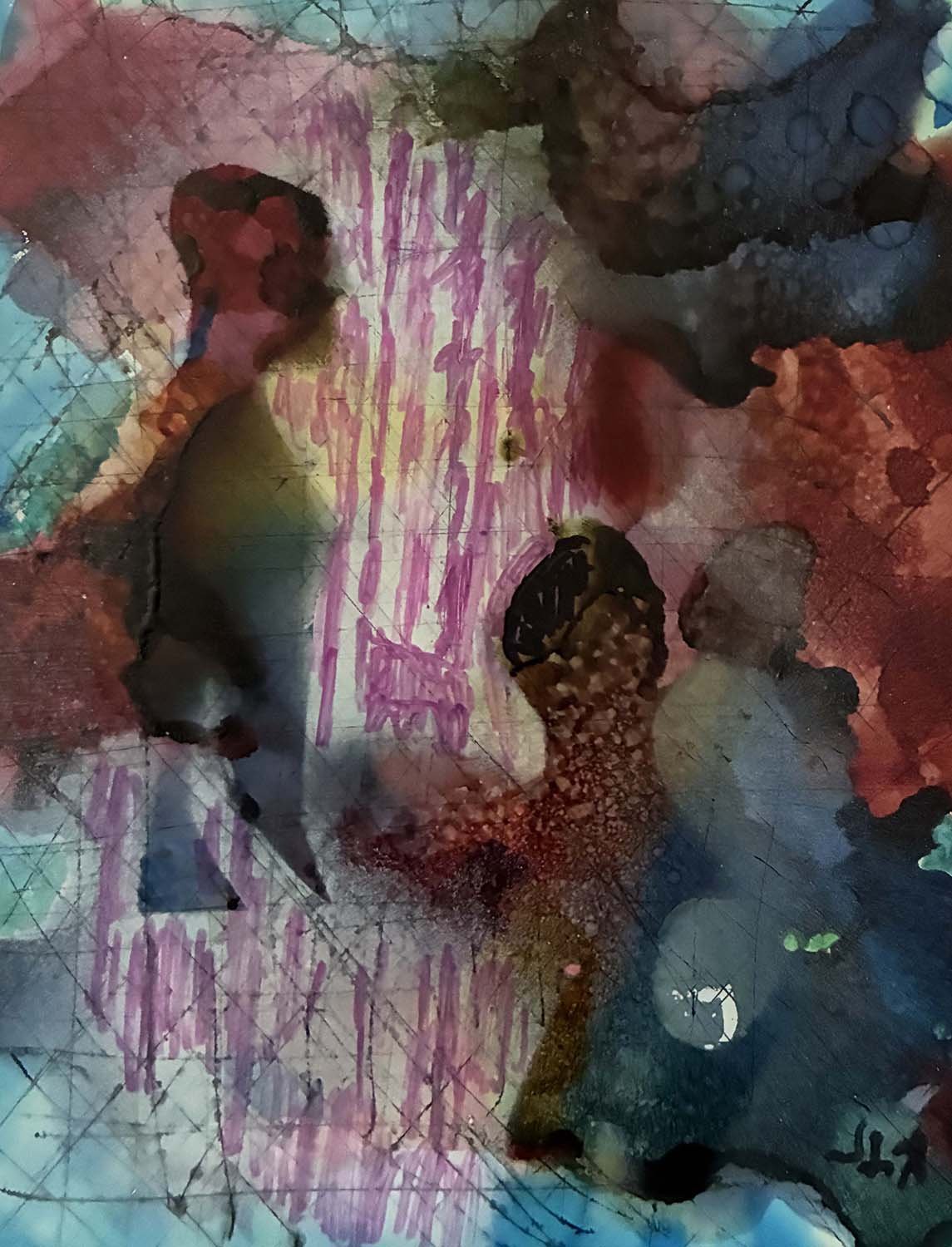  The Presence  Acrylic enamel and oil on paper 8x11