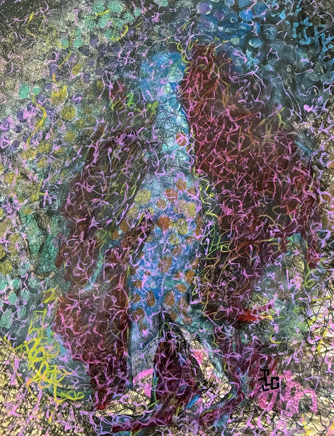  Salute to Rousseau  Acrylic enamel and oil on paper 8x11