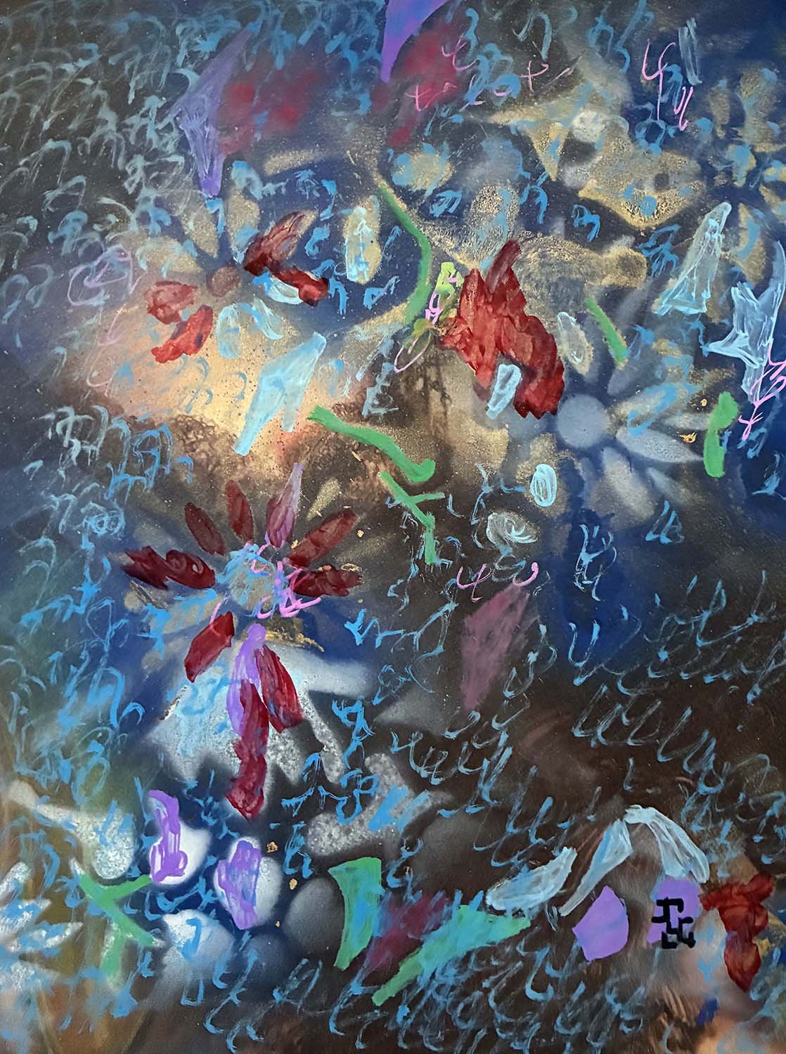  Floral Constellation  Mixed media on paper 9x12