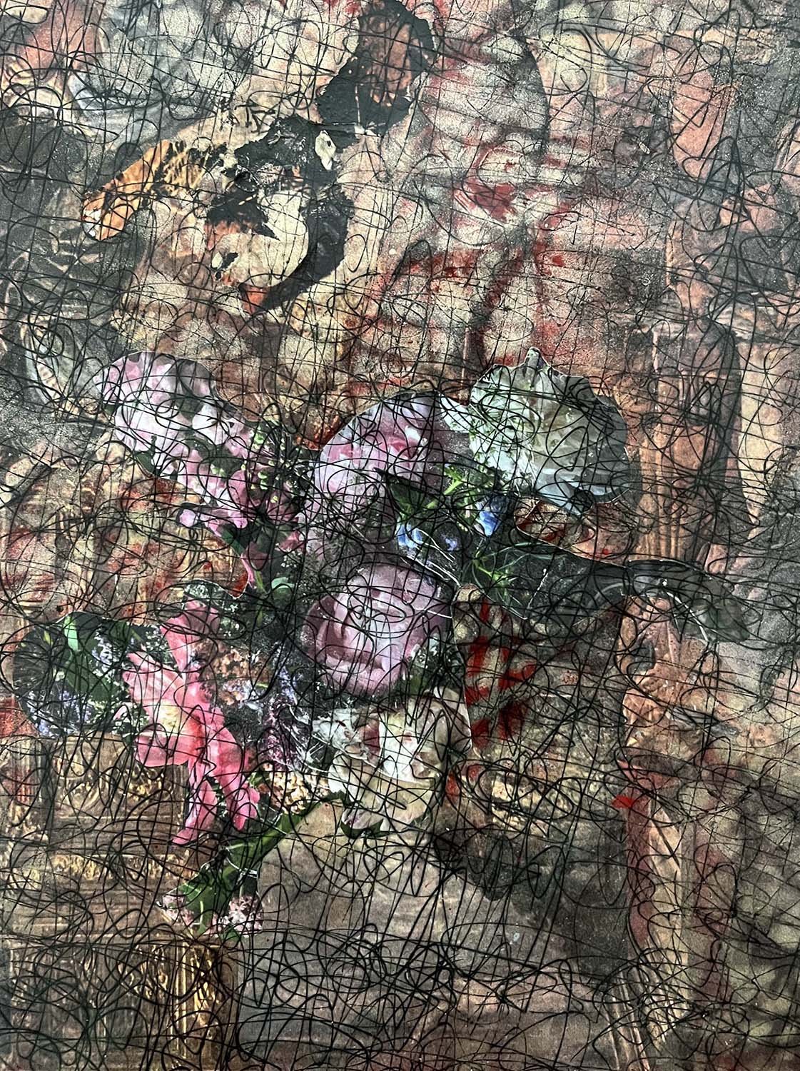 Child with Striations Painted collage 11x14