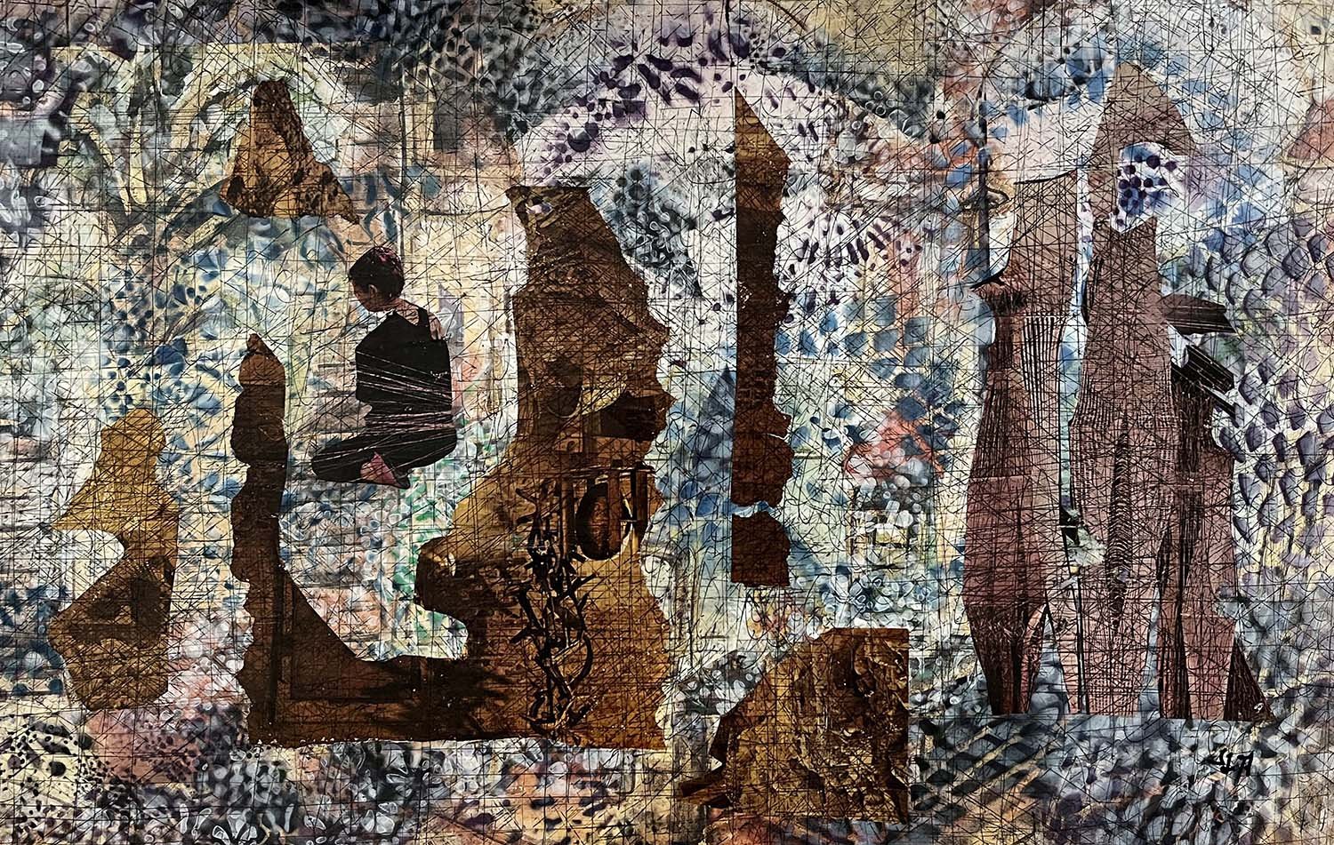 Sacrifice Painted paper collage 30x18