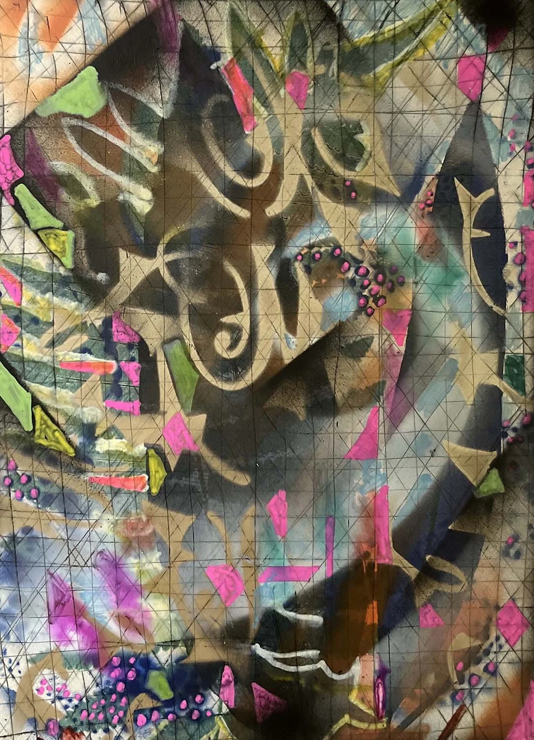 Carnival I  Acrylic enamel and ink on paper 11x14