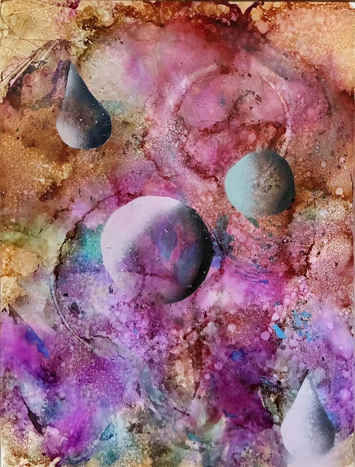  Entropy Cares  Acrylic enamel & ink on paper 11x14