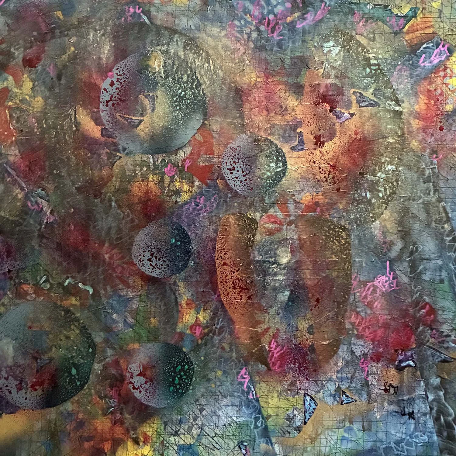  Inner Holiday  Acrylic enamel & ink on paper 16x16