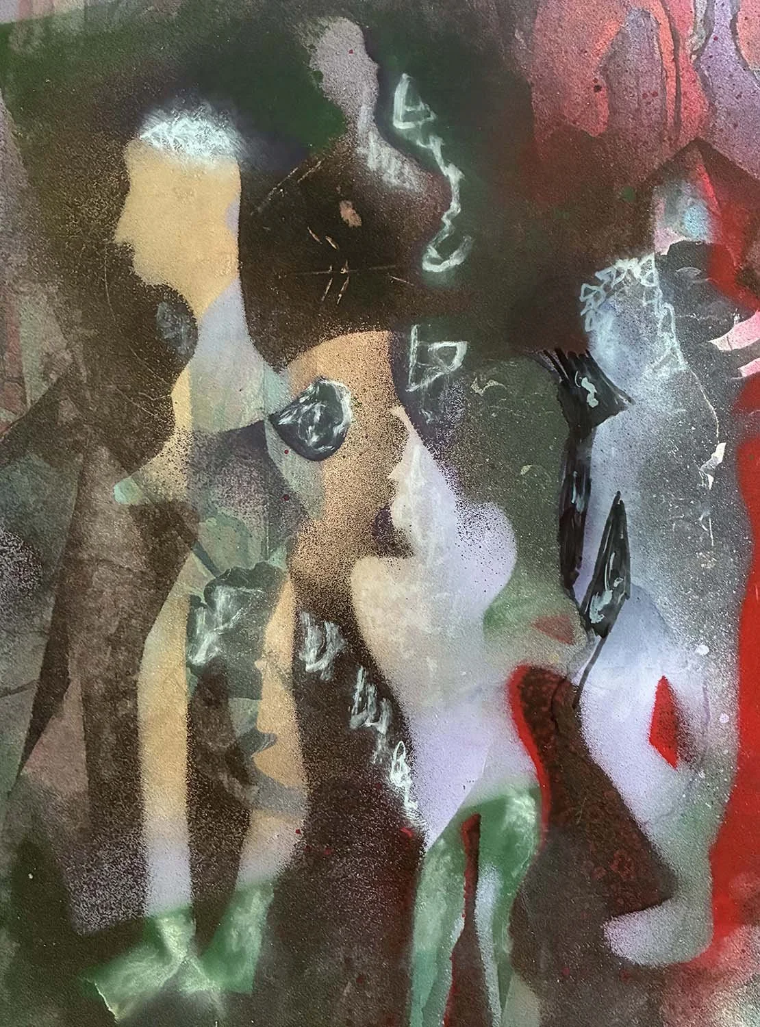  Teamed  Acrylic enamel and oil on paper 8x11