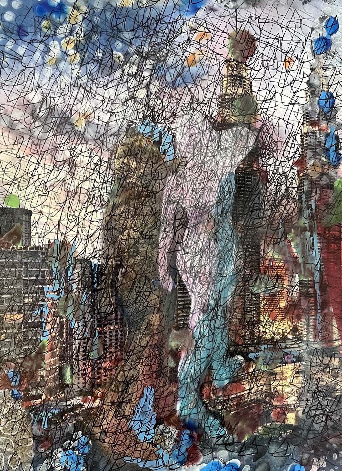 Out on the Town Painted collage 8x10