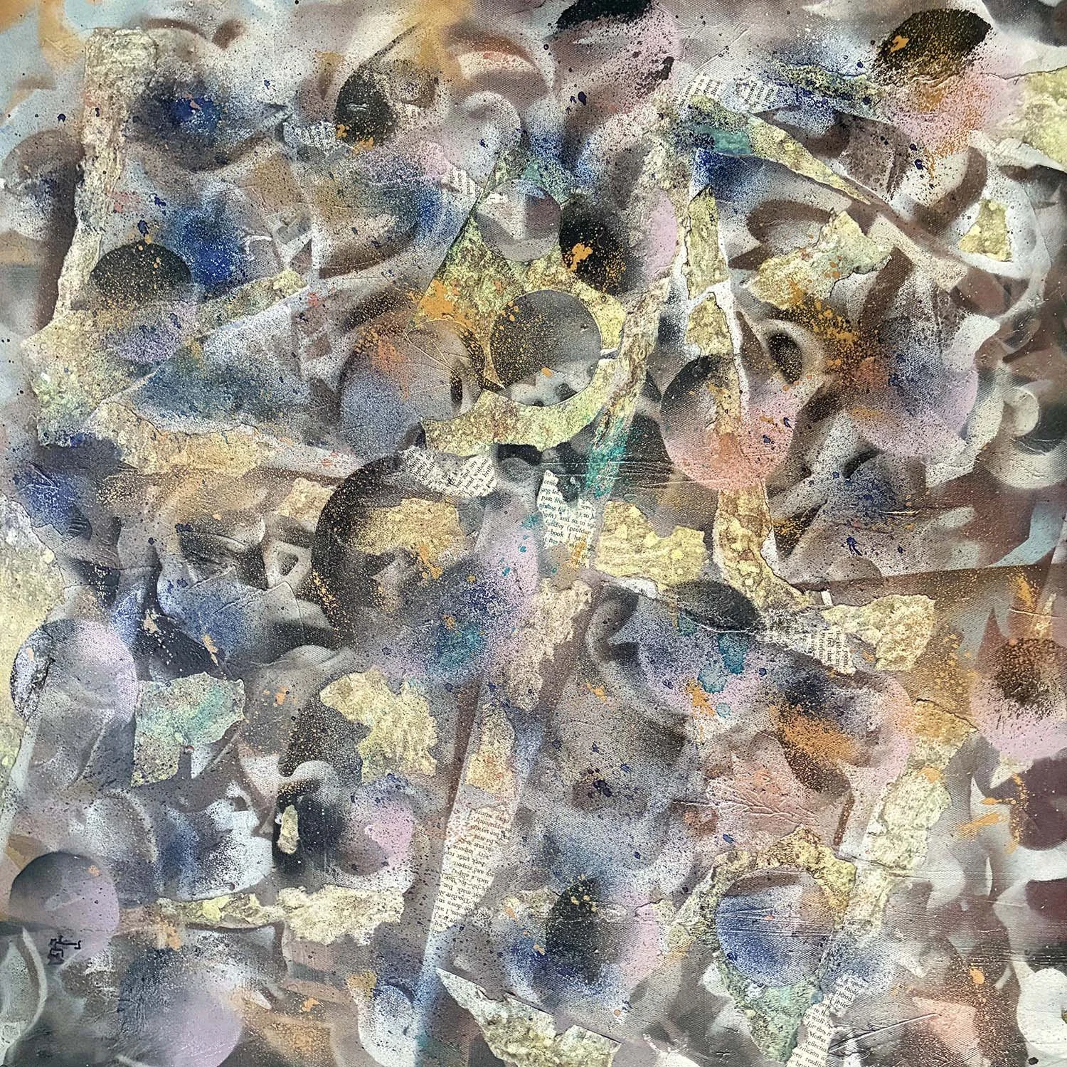  Newscape  Painted paper collage 24x24