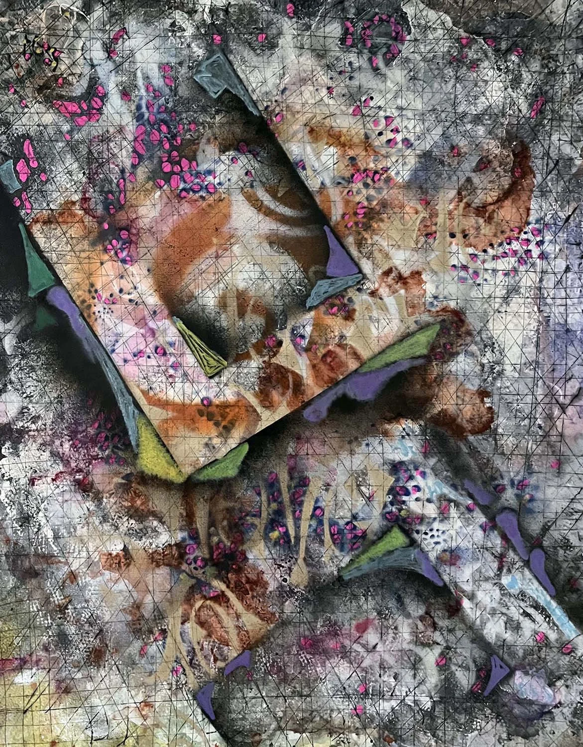 Kept Secret  Acrylic enamel and ink on paper 15x18
