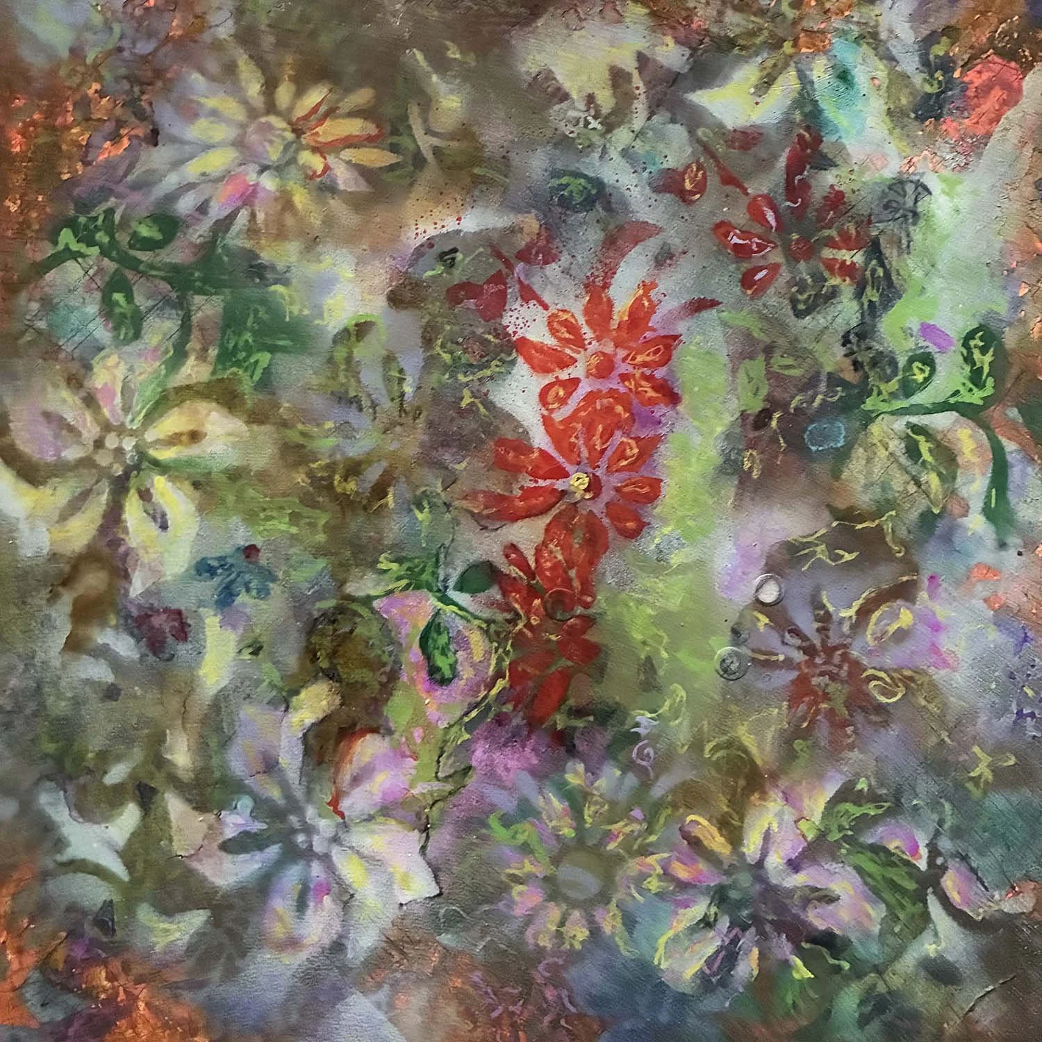  Bush  Acrylic enamel & oil on paper 14x14