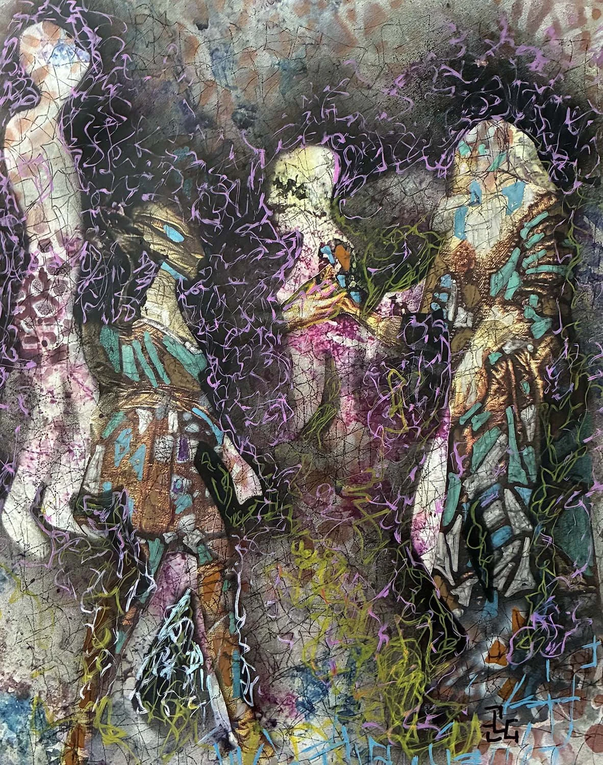  Travelers  Acrylic enamel and oil on paper 11x14