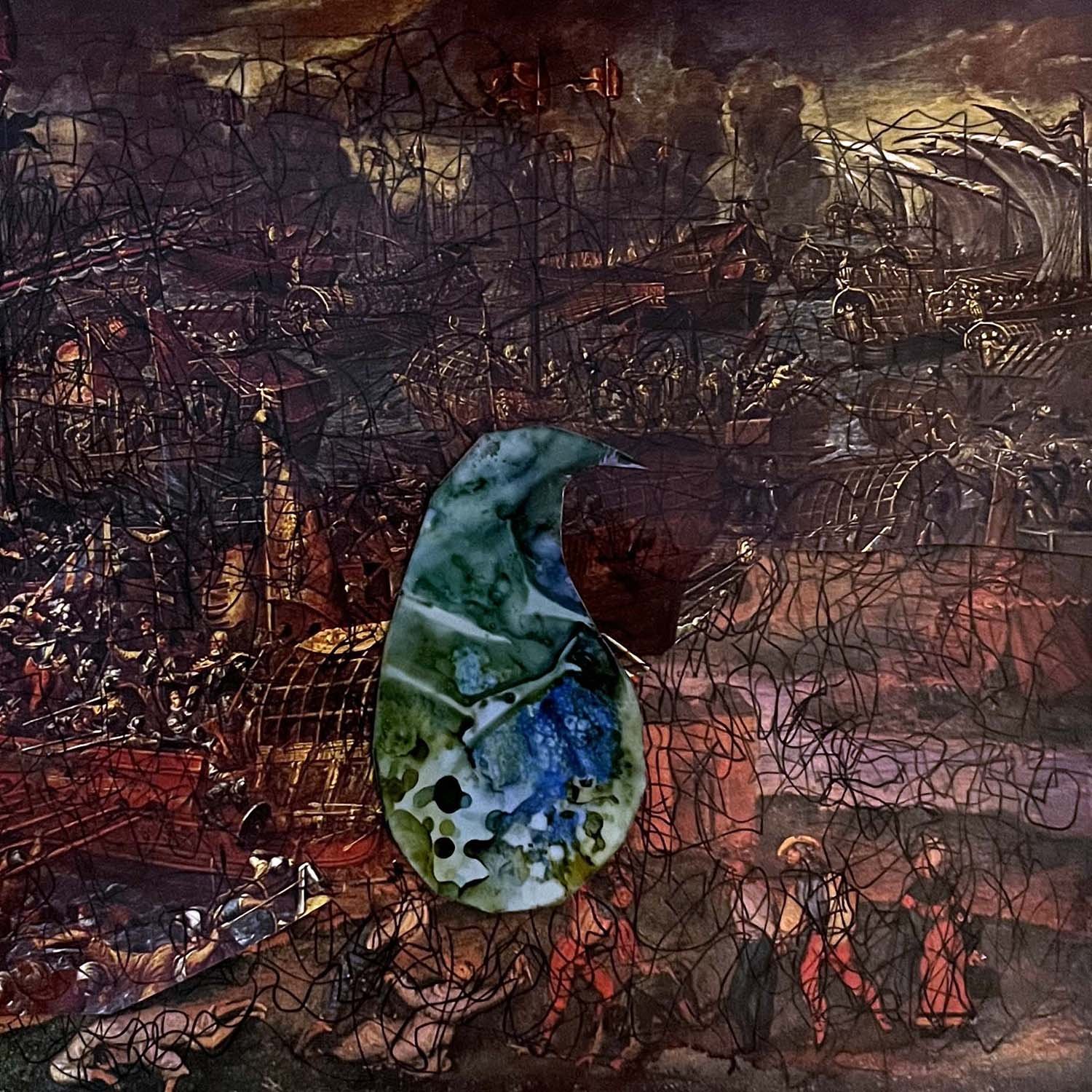 In Transit Painted paper collage 10x10