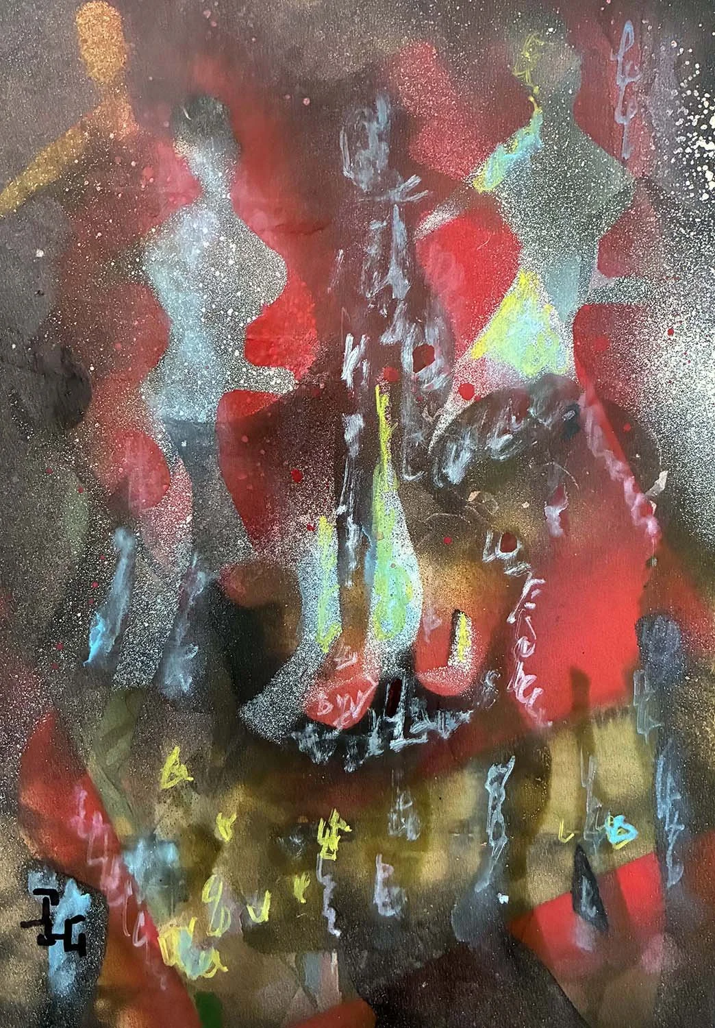  Intermediaries  Acrylic enamel and oil on paper 10x13