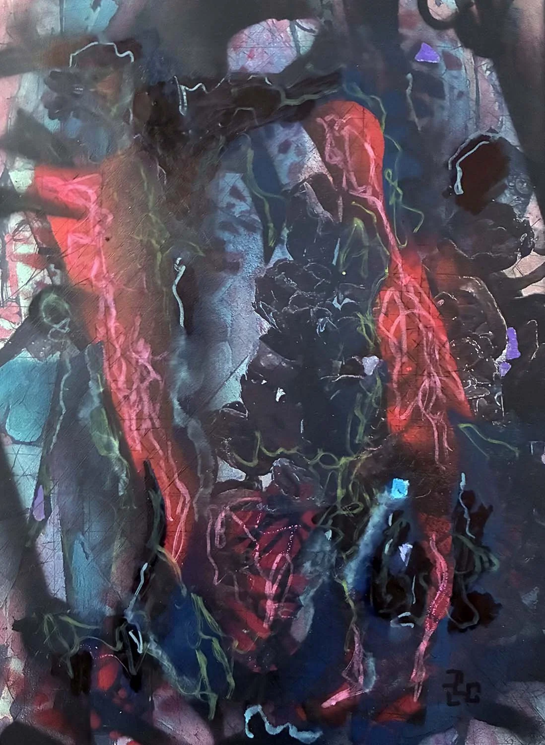  Barely Together  Mixed media on paper 8x11