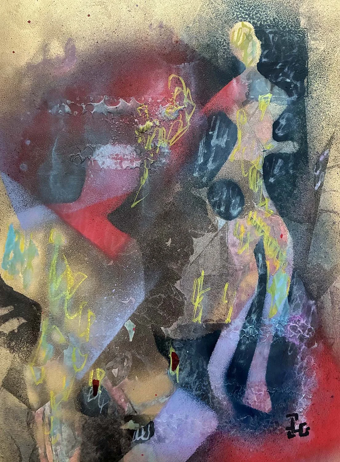  Just the Two  Acrylic enamel and oil on paper 8x11