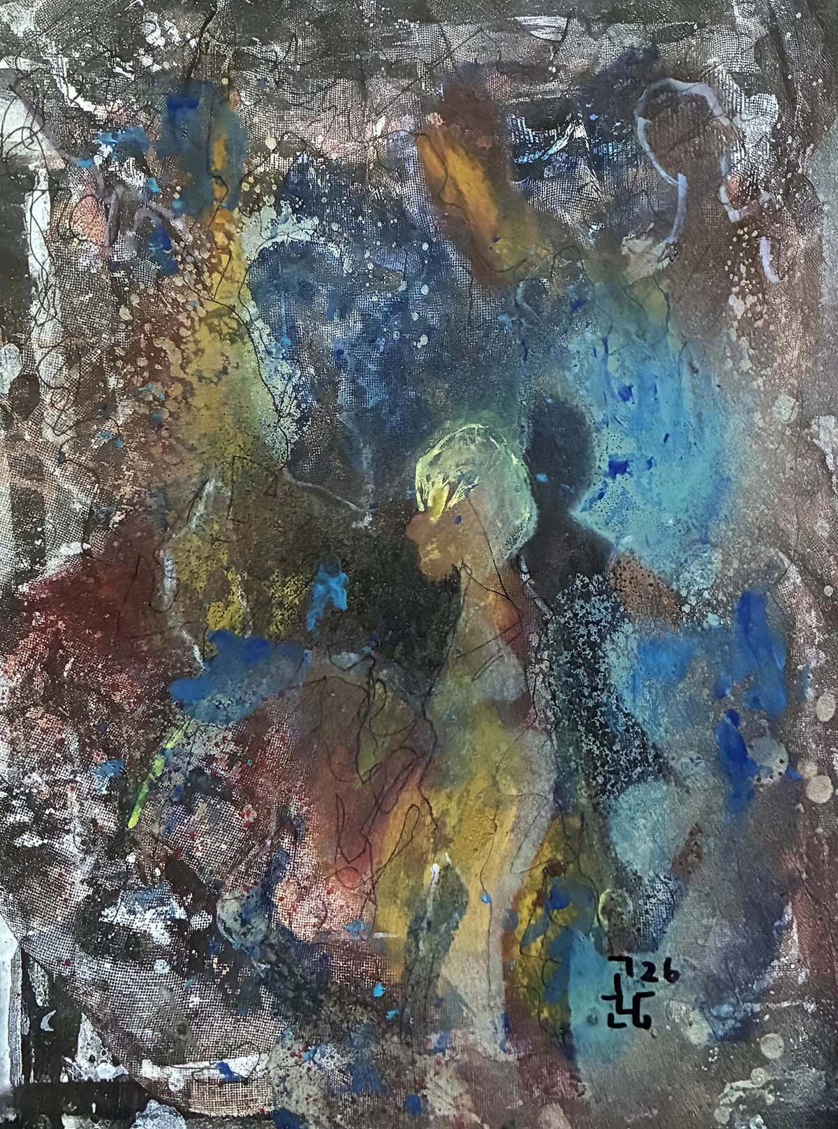  Overlapped Being  Acrylic enamel, oil & ink on paper 11x14