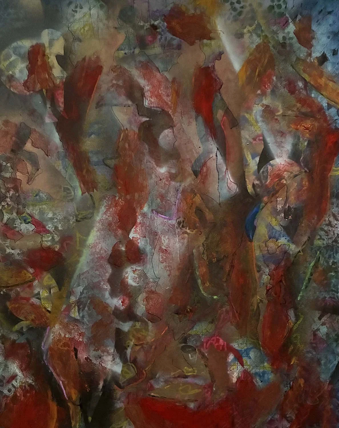  Soft Opening  Acrylic enamel & oil on paper 12x18