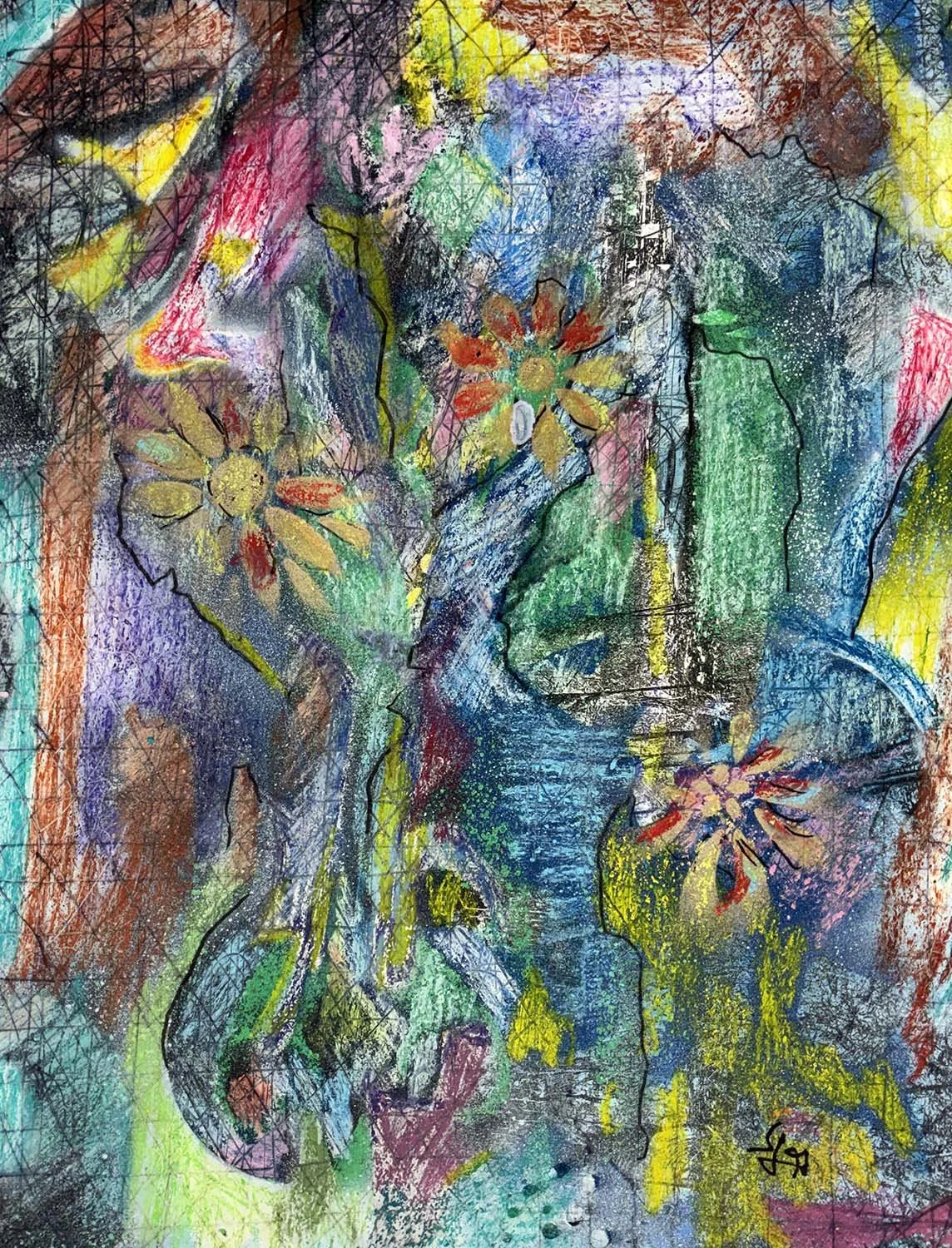  Still Life  Acrylic enamel and pastels on paper 11x17