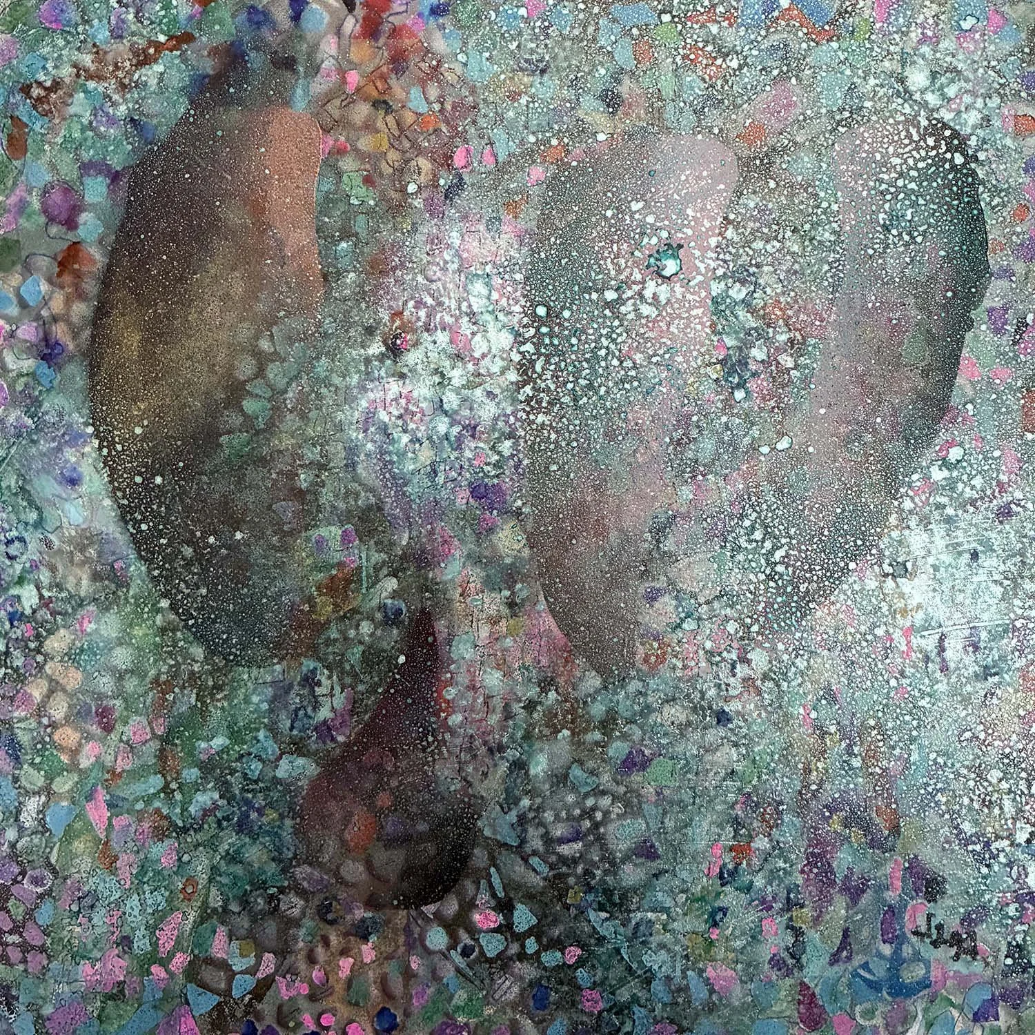  Darkening  Acrylic enamel & ink on paper 12x12