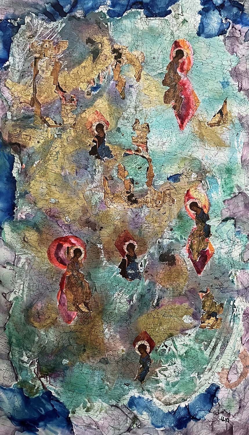 Community of Believers Painted collage 18x30