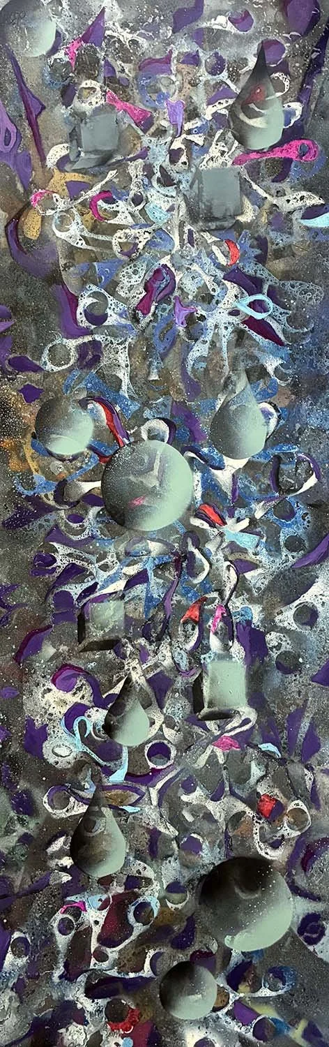  Things in Fields  Acrylic enamel & ink on paper 12x40