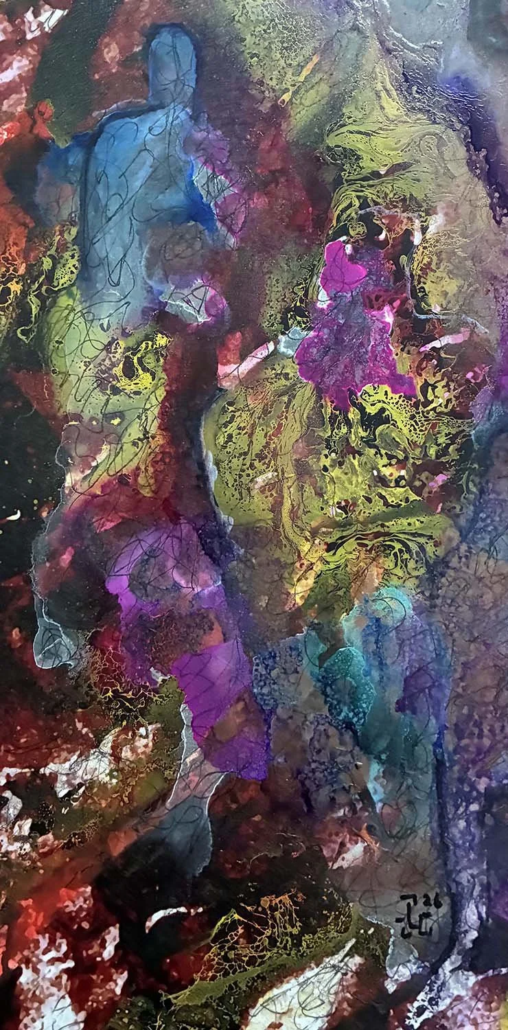  Shouldered  Acrylic enamel, oil & ink on paper 7x16