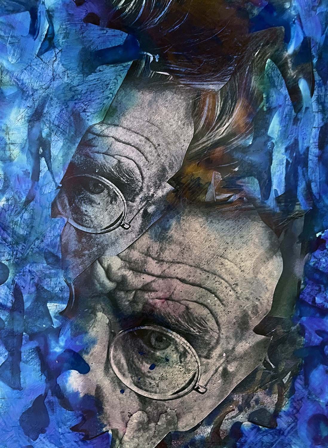Waiting Painted paper collage 11x14