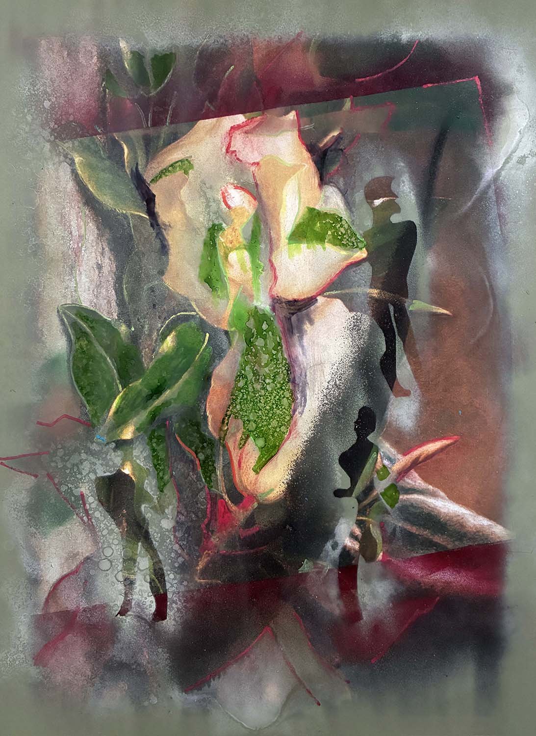  Covering Flower  Acrylic enamel & ink on paper 16x24