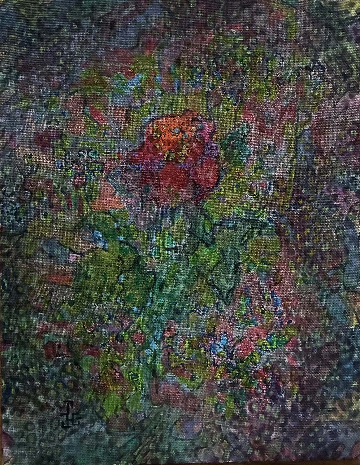  The Next Rose  Acrylic enamel & oil on fabric 11x14